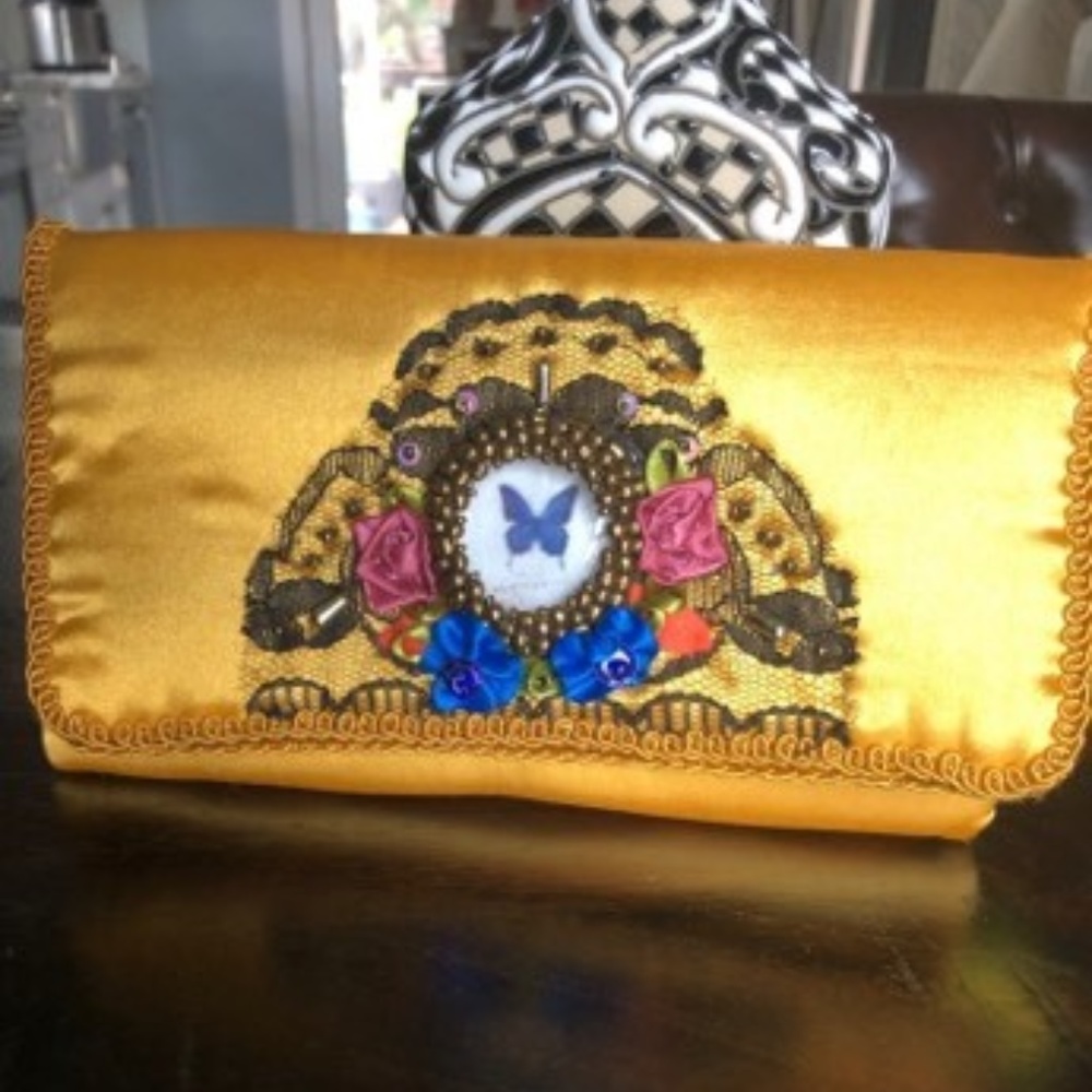 Gold Mexican Embroided Clutch